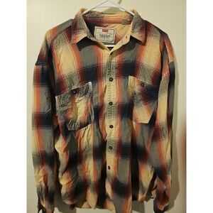 Levi's Men's Long Sleeve Beige Plaid Button Up Shirt Red Tag Size XXL RN 117508
